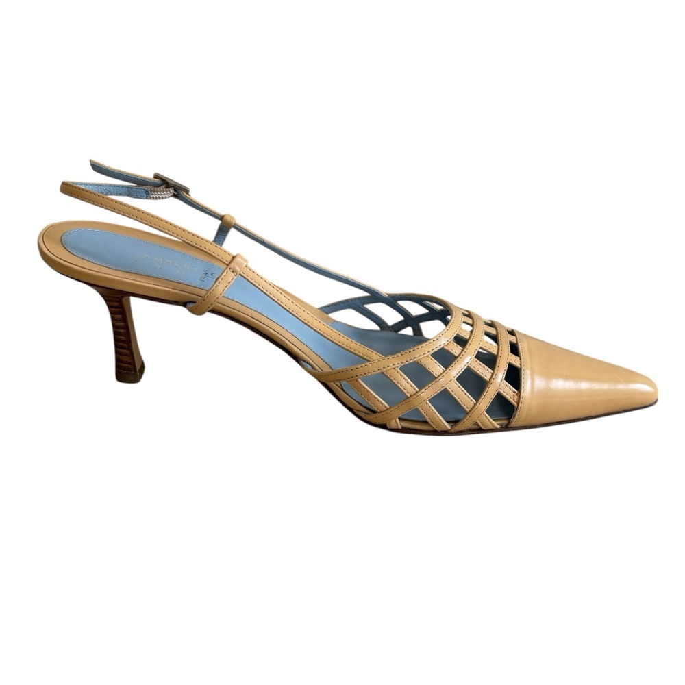 LAMBERTSON TRUEX Natural “Nan” Cage Leather Slingback Heels - Picture 10 of 15